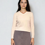 Pulover cu decolteu în V moale si confortabil alb