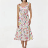 Rochie cu croială tip A din vâscoză cu nasturi și imprimeu floral ORSAY alb-flori