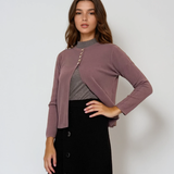 Jachetă tricotată cu nasturi aurii mov