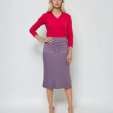 Pulover cu decolteu în V moale si confortabil ciclam