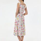 Rochie cu croială tip A din vâscoză cu nasturi și imprimeu floral ORSAY alb-flori
