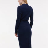 Rochie lungă tricotată mulată tubulară cu mâneci lungi  ORSAY bleumarin