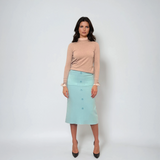 Pulover cu volan plisat beige