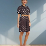 Rochie cu buline și curea negru