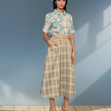 Cămașă mânecă scurtă cu print floral aqua