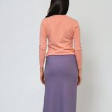 Fustă midi tricotată cu buzunare lila