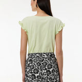 Tricou din bumbac cu volane la umeri ORSAY verde