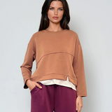 Bluză cu mânecă lungă cu insertie albă grej