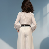 Cămașă din bumbac cu strasuri și fundă alb