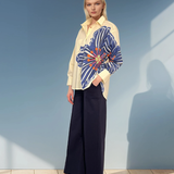 Cămașă damă lejeră cu print floare galben