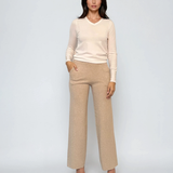 Pantaloni tricot office beige