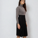 Fustă plisată cu curea negru