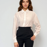 Cămașă din vascoză cu mânecă lungă alb