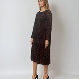 Rochie midi mânecă lungă animal print maro