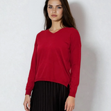 Pulover cu en-coeur rosu