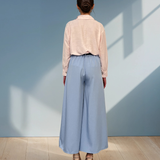 Cămașă din vâscoză cu pense la mâneci și croială lejeră roz