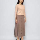 Fustă tricotată clos cu nasturi beige