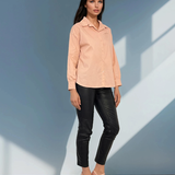 Cămașă lungă în spate roz