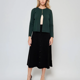 Jachetă tricotată cu nasturi aurii verde-dark