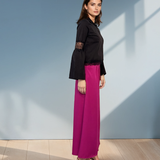 Cămașă din bumbac cu dantelă la tiv și mâneci negru