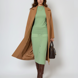 Fustă midi tricotată cu buzunare fistic