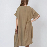 Rochie stil A cu dungi beige
