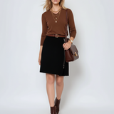 Pulover cu decolteu în V moale si confortabil maro