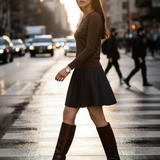 Fustă tricotată cloș gri-dark