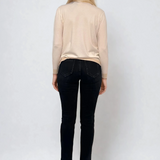 Bluză fină din tricot cu nasturi aurii crem