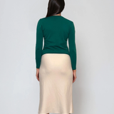 Pulover călduros cu guler rotund turcoaz