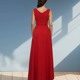 Rochie lungă cu decolteu în V rosu