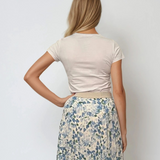 Tricou mulat din bumbac cu print tigru fashionable fistic