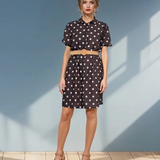 Rochie cu buline și curea negru