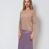 Pulover cu en-coeur beige