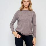 Bluză fină din tricot cu nasturi aurii gri