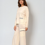 Compleu tricotat cu buzunare alb