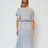 Rochie asimetrică cu cordon în talie bleu