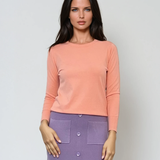 Pulover călduros cu guler rotund roz