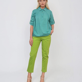 Cămașă din bumbac uni turcoaz