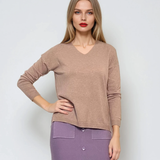 Pulover cu en-coeur beige