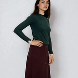 Pulover cu volan plisat verde-dark