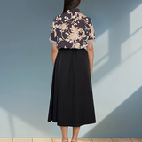 Cămașă mânecă scurtă cu print floral negru