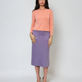 Fustă midi tricotată cu buzunare lila