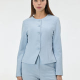 Sacou cambrat fără guler ORSAY bleu