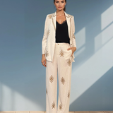 Sacou brodat din vâscoză și in beige