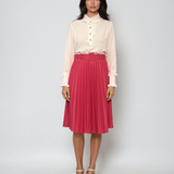 Bluză din voal cu volane la guler și mâneci alb