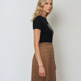 Tricou cu imprimeu floral cu paiete negru