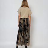 Tricou cu inserție din blugi beige
