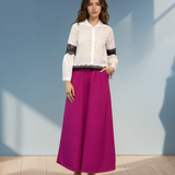 Cămașă din bumbac cu dantelă la tiv și mâneci alb