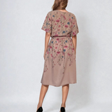 Rochie in print floral cu cordon-Roz